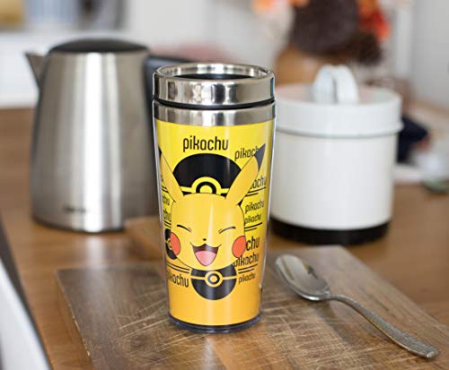 Pokemon Pikachu Travel Mug With Stainless Steel Lid, 16 Ounces