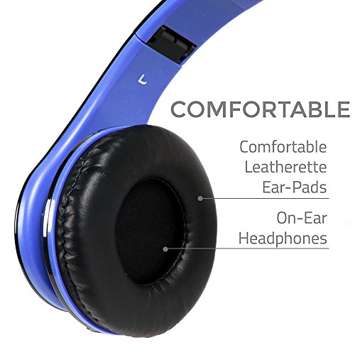 BESTGOT BG6002 Wired Kids Headphones for Kids Adults Children Headphones with Microphone Volume Control Foldable Headset with 3.5mm Plug Removable Cord (Black/Blue)