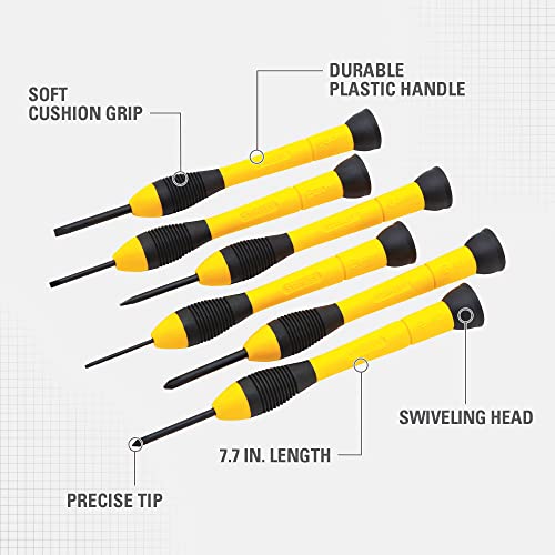 STANLEY Screwdriver Set, Precision, 6-Piece (66-052) , Yellow