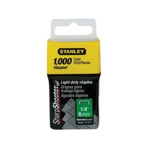 stanley tra204t 1/4 inch light duty narrow crown staples, pack of 1000(pack of 1000)