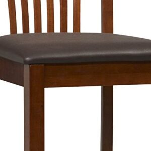 Linon Triena Red Cherry Wood Black Vinyl Padded Seat - 24 inch