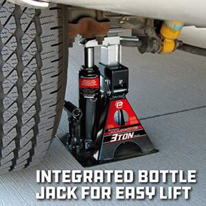 Powerbuilt 3 Ton, Bottle Jack and Jack Stands in One, 6000 Pound All-in-One Car Lift, Heavy Duty Vehicle Unijack, 640912