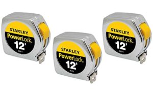 stanley hand tools 33-312 3/4" x 12' powerlock professional tape measure (3 pack)