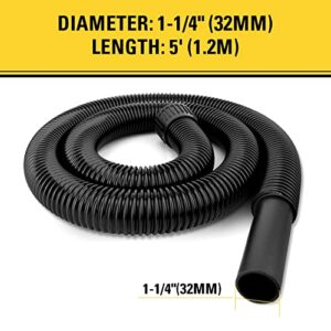 Stanley 25-1204 Wet Dry Vacuum Hose 1-1/4 inch, 5 Feet, Fit for 2.5-5 Gallon Shop Vacuums, Compatible with Stanley SL18130P, SL18129