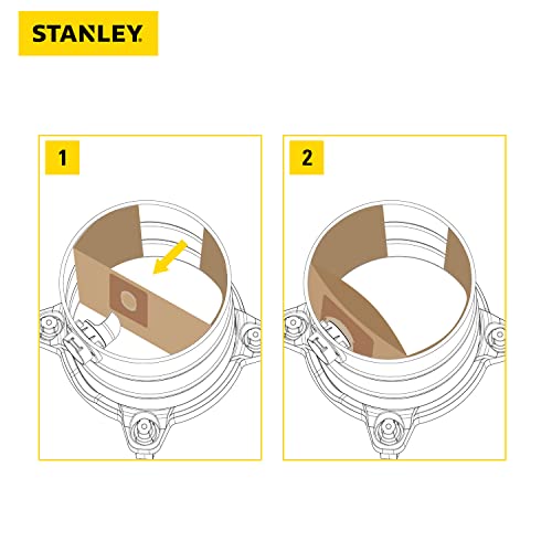 Stanley 13-1520 Disposable Filter Bag Fits for 10 Gallon Wet or Dry Vacuum Cleaner, 3 Pack