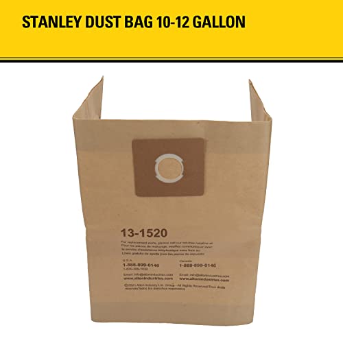 Stanley 13-1520 Disposable Filter Bag Fits for 10 Gallon Wet or Dry Vacuum Cleaner, 3 Pack