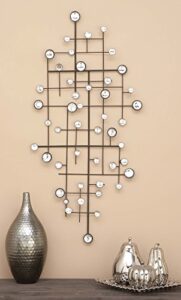deco 79 metal abstract wall decor with crystal embellishments, 20" x 1" x 42", silver