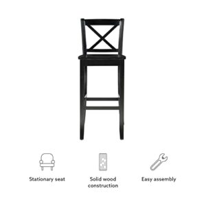 Linon Home Dcor Finished X-Back 30", Black Bar Stool, 16"W x 17.91"D x 42.91"H,