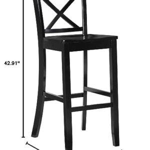 Linon Home Dcor Finished X-Back 30", Black Bar Stool, 16"W x 17.91"D x 42.91"H,