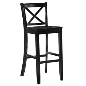 linon home dcor finished x-back 30", black bar stool, 16"w x 17.91"d x 42.91"h,