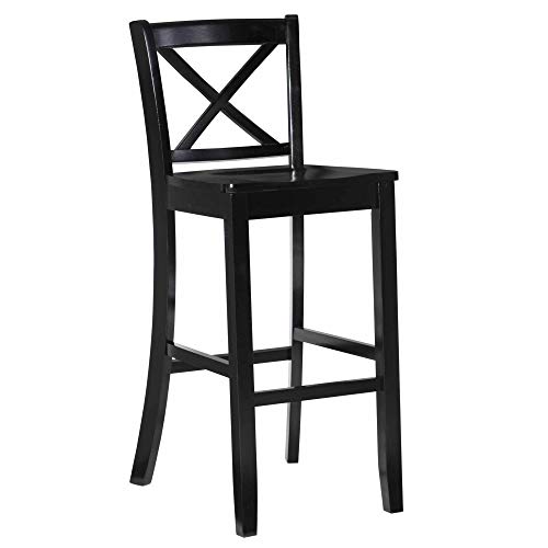 Linon Home Dcor Finished X-Back 30", Black Bar Stool, 16"W x 17.91"D x 42.91"H,