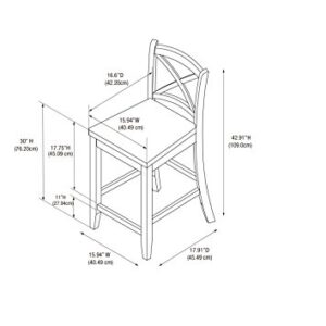 Linon Home Dcor Finished X-Back 30", Black Bar Stool, 16"W x 17.91"D x 42.91"H,