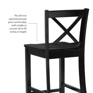 Linon Home Dcor Finished X-Back 30", Black Bar Stool, 16"W x 17.91"D x 42.91"H,