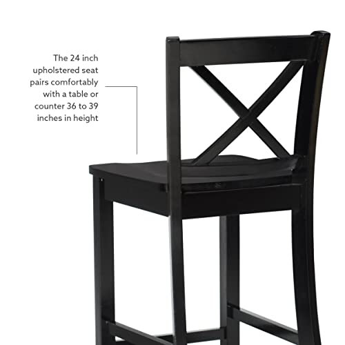 Linon Home Dcor Finished X-Back 30", Black Bar Stool, 16"W x 17.91"D x 42.91"H,