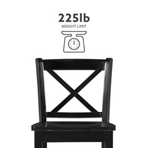 Linon Home Dcor Finished X-Back 30", Black Bar Stool, 16"W x 17.91"D x 42.91"H,