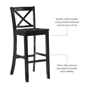 Linon Home Dcor Finished X-Back 30", Black Bar Stool, 16"W x 17.91"D x 42.91"H,