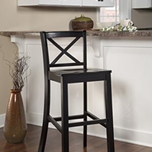 Linon Home Dcor Finished X-Back 30", Black Bar Stool, 16"W x 17.91"D x 42.91"H,