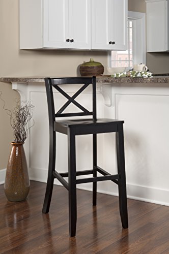 Linon Home Dcor Finished X-Back 30", Black Bar Stool, 16"W x 17.91"D x 42.91"H,