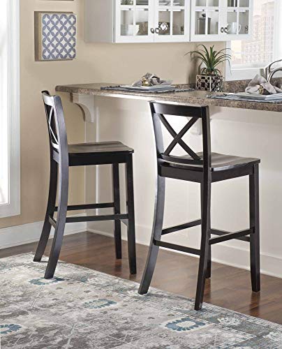 Linon Home Dcor Finished X-Back 30", Black Bar Stool, 16"W x 17.91"D x 42.91"H,