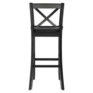 Linon Home Dcor Finished X-Back 30", Black Bar Stool, 16"W x 17.91"D x 42.91"H,