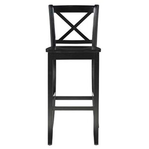 Linon Home Dcor Finished X-Back 30", Black Bar Stool, 16"W x 17.91"D x 42.91"H,