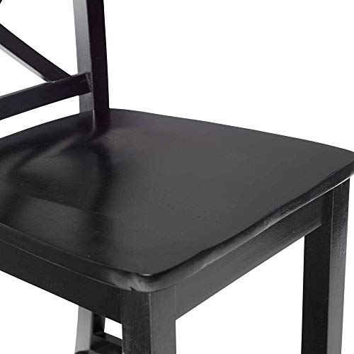 Linon Home Dcor Finished X-Back 30", Black Bar Stool, 16"W x 17.91"D x 42.91"H,