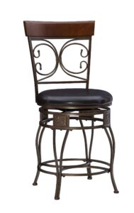 powell big and tall back scroll stool, counter height, dark bronze/brown