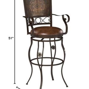 Powell Company Big and Tall Copper Stamped Back Barstool with Arms Bar Stool, Bronze