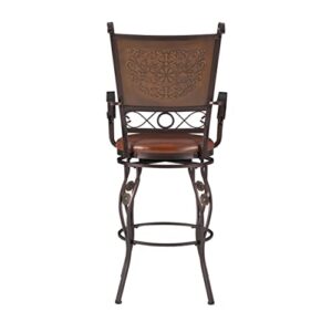 Powell Company Big and Tall Copper Stamped Back Barstool with Arms Bar Stool, Bronze