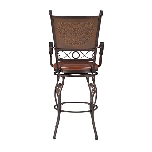 Powell Company Big and Tall Copper Stamped Back Barstool with Arms Bar Stool, Bronze