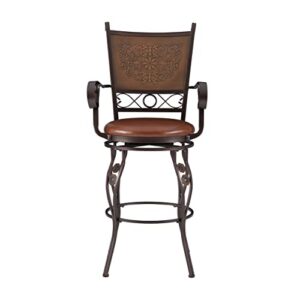 Powell Company Big and Tall Copper Stamped Back Barstool with Arms Bar Stool, Bronze