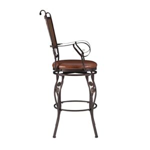 Powell Company Big and Tall Copper Stamped Back Barstool with Arms Bar Stool, Bronze