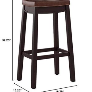 Linon Home Décor Kingston Backless Barstool by Linon, 32" x 18.75" x 13.25", Brown Patch Bar