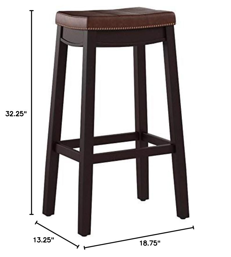 Linon Home Décor Kingston Backless Barstool by Linon, 32" x 18.75" x 13.25", Brown Patch Bar