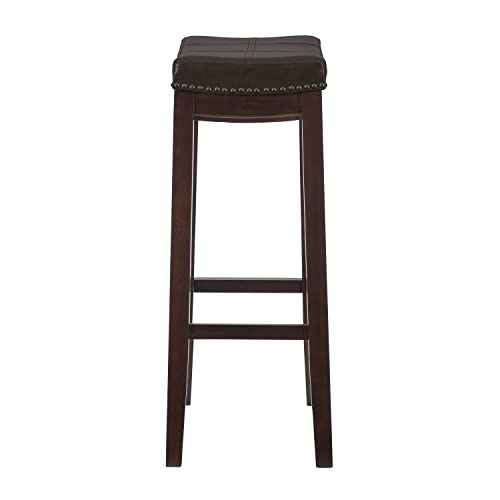 Linon Home Décor Kingston Backless Barstool by Linon, 32" x 18.75" x 13.25", Brown Patch Bar