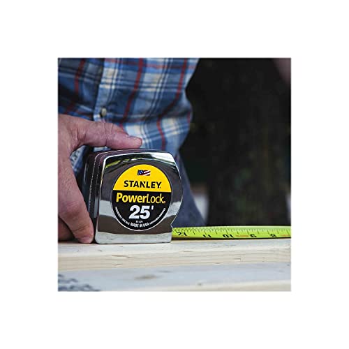 Stanley 33425 Powerlock II Power Return Rule, 1-Inch x 25ft, Chrome/Yellow