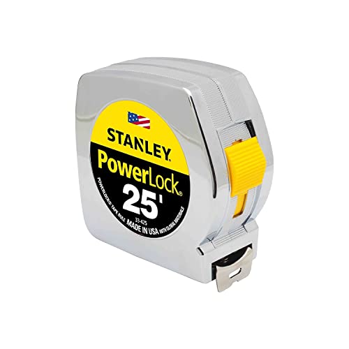 Stanley 33425 Powerlock II Power Return Rule, 1-Inch x 25ft, Chrome/Yellow