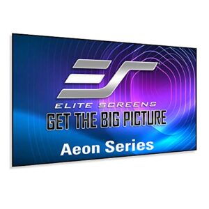 elite screens aeon series, 100-inch 16:9, 8k / 4k ultra hd home theater fixed frame edge free borderless projector screen, cinewhite uhd-b front projection screen, ar100wh2