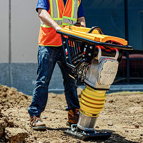 Tomahawk 4 HP Honda Vibratory Rammer Jumping Jack Tamper with Honda GX120R Engine Compaction Force 3,550 lbs. per Square ft (TR68H Rammer)