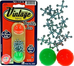 vintage metal jacks game set retro toys (1 pack) mini jax game with two bouncy ball| classic family games | jacks games for kids and adults | great party favors or pinata filler toy in bulk 950-1b