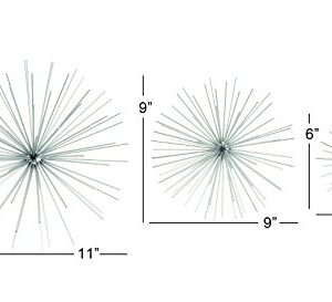 CosmoLiving by Cosmopolitan Metal Starburst 3D Wall Decor, Set of 3 6", 9", 11"W, Silver