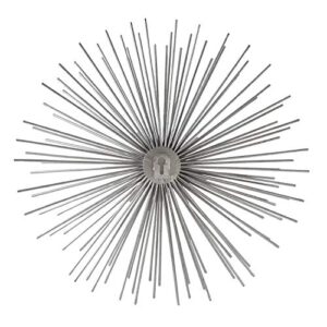 CosmoLiving by Cosmopolitan Metal Starburst 3D Wall Decor, Set of 3 6", 9", 11"W, Silver