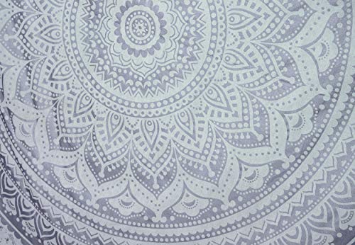 Popular Handicrafts Tapestry Queen Silver Ombre Mandala Hippie Wall Hanging Bohemian Bedspread With Extra Metallic Shine tapestries 84x90 Inches