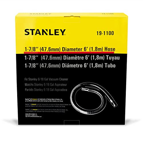 Stanley 19-1100 Wet and Dry Vacuum Extension Hose, 1-7/8 inch, 6 Feet, Fit for Stanley 6-18 Gallon Wet/Dry Vacuum Cleaners, Compatible with SL18191P, SL18199P, SL18701P-10A, Black