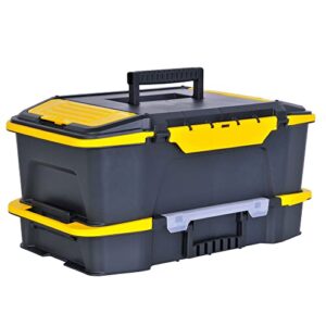 stanley hand tools stst19900 click & connect 2-in-2 deep tool box and organizer,yellow|black