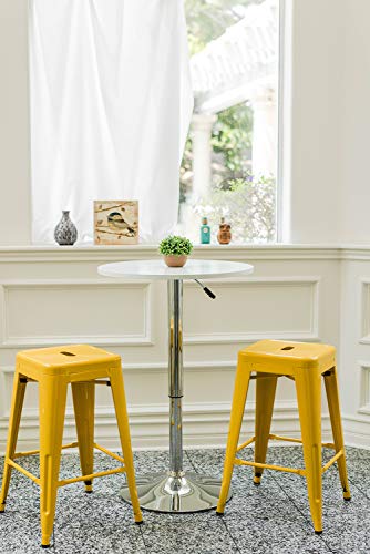 Vogue Furniture Direct 24" High Barstools Backless Yellow Metal Barstool Indoor-Oudoor Counter Height Stool with Square Seat, Set of 4 - VF1571019-4