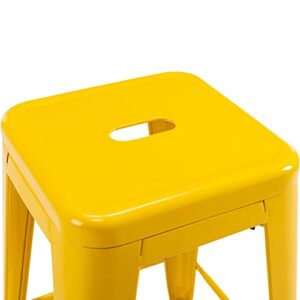 Vogue Furniture Direct 24" High Barstools Backless Yellow Metal Barstool Indoor-Oudoor Counter Height Stool with Square Seat, Set of 4 - VF1571019-4