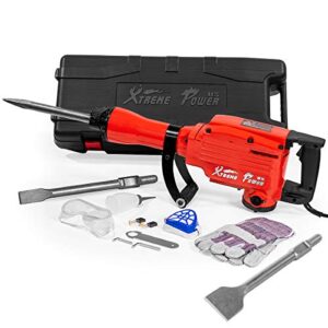xtremepowerus 61118-xp jack hammer w/chisel scraping bits & case electric 2200w demolition construction concrete breaker punch drill