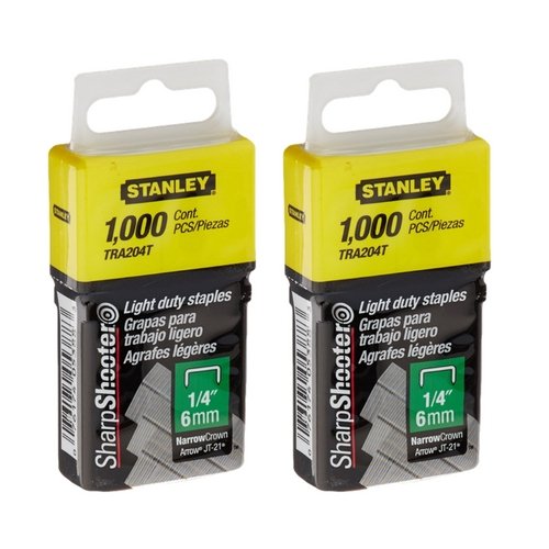 Stanley TRA204T 1/4 Inch Light Duty Narrow Crown Staples, Pack of 1000(Pack of 2000)