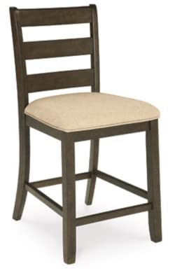 Signature Design by Ashley Rokane Upholstered 24.75" Counter Height Bar Stool, 2 Count, Brown